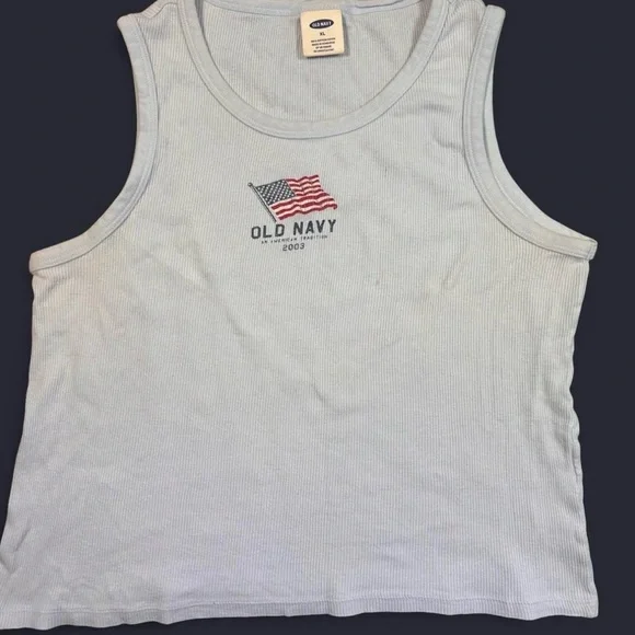 Vintage Old Navy 2003 American Flag Cotton Tank Top Women’s XL Y2K Summer - Picture 4 of 6